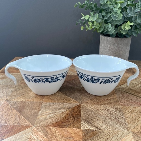 Vintage Corelle by Corning Blue Tea Cups, Set of 2 - Picture 1 of 10